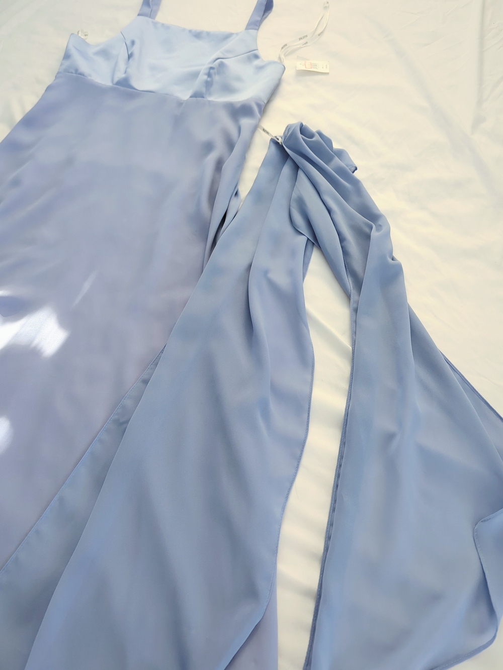 Vintage Night Way Collections Pale Blue Maxi Dress with Halter Scarf - Picture 3 of 7